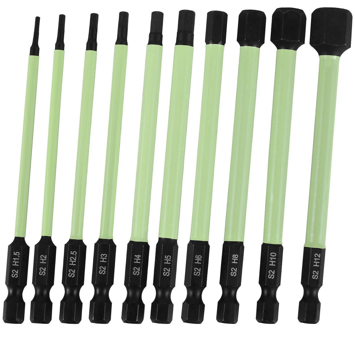 10X 1/4inch Hex Head Allen Wrench Drill Bit Set S2 Alloy Steel Magnetic Tips