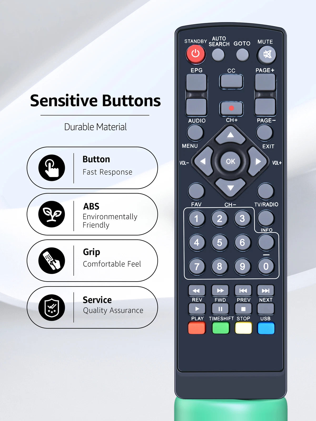 Replacement Remote Control For ZJBOX Digital TV Converter Box -
