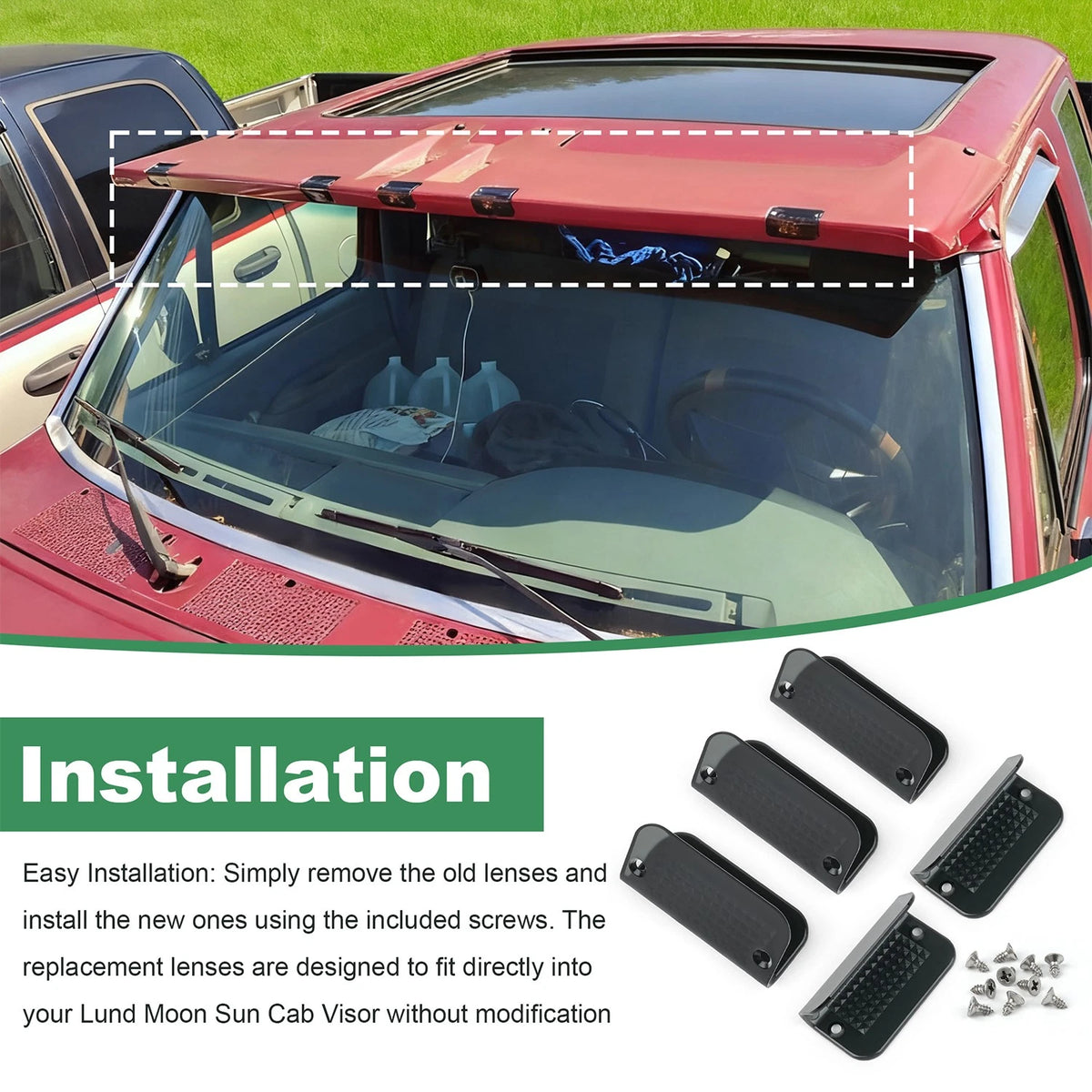 Fits Lund Cab Moon Sun Visor Replacement Light Lens Lenses Smoked -5PCS