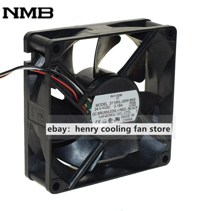 NMB 3110KL-05W-B69 Axial Fan DC 24V 0.18A 80*80*25mm 3-wires Printer Fan