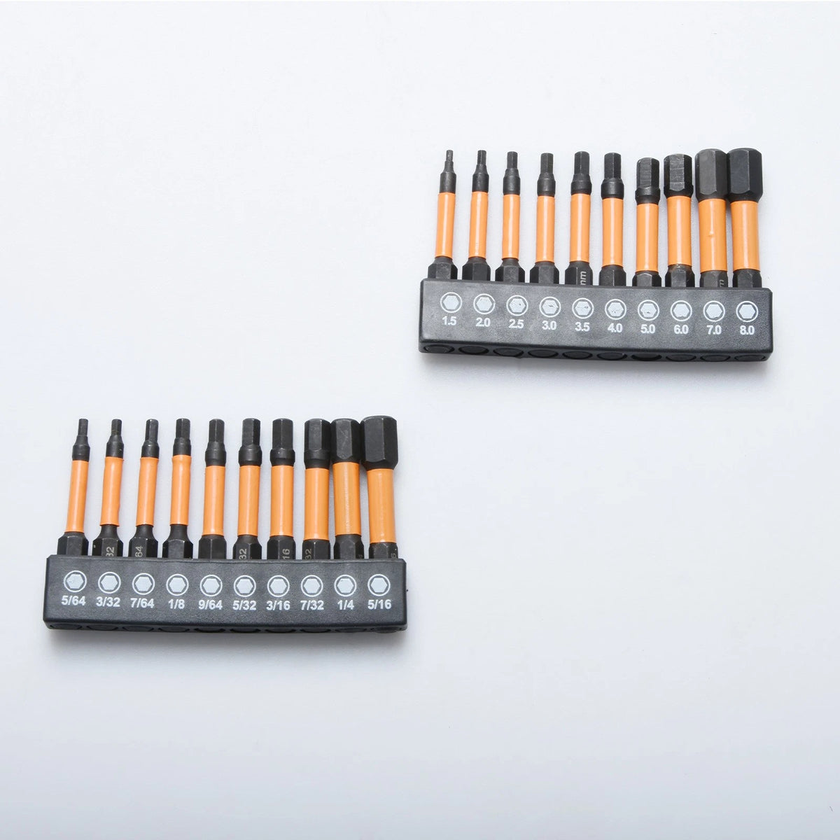 20-Piece Magnetic Hex Screwdriver Bit Set, Metric/SAE, CNC Machined, 1/4" Shank
