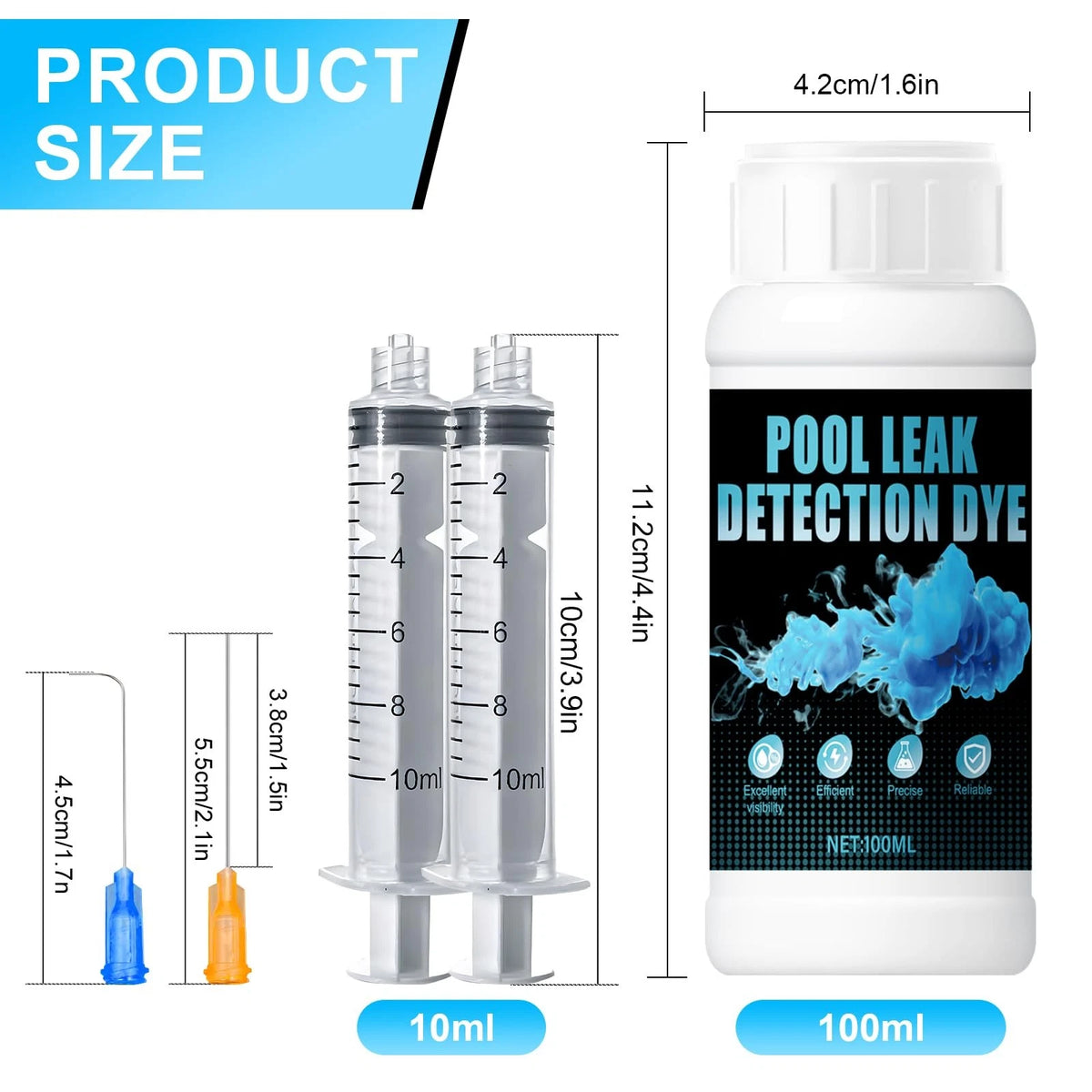 WANJAO Blue Pool Leak Detection Dye Kit, Easily Locate The Point blue