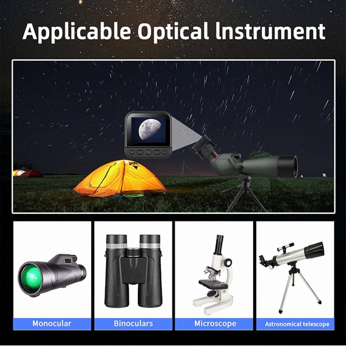 2.4G Wireless Eyepiece Camera 64MP 4K For Astronomical Telescope Monocular