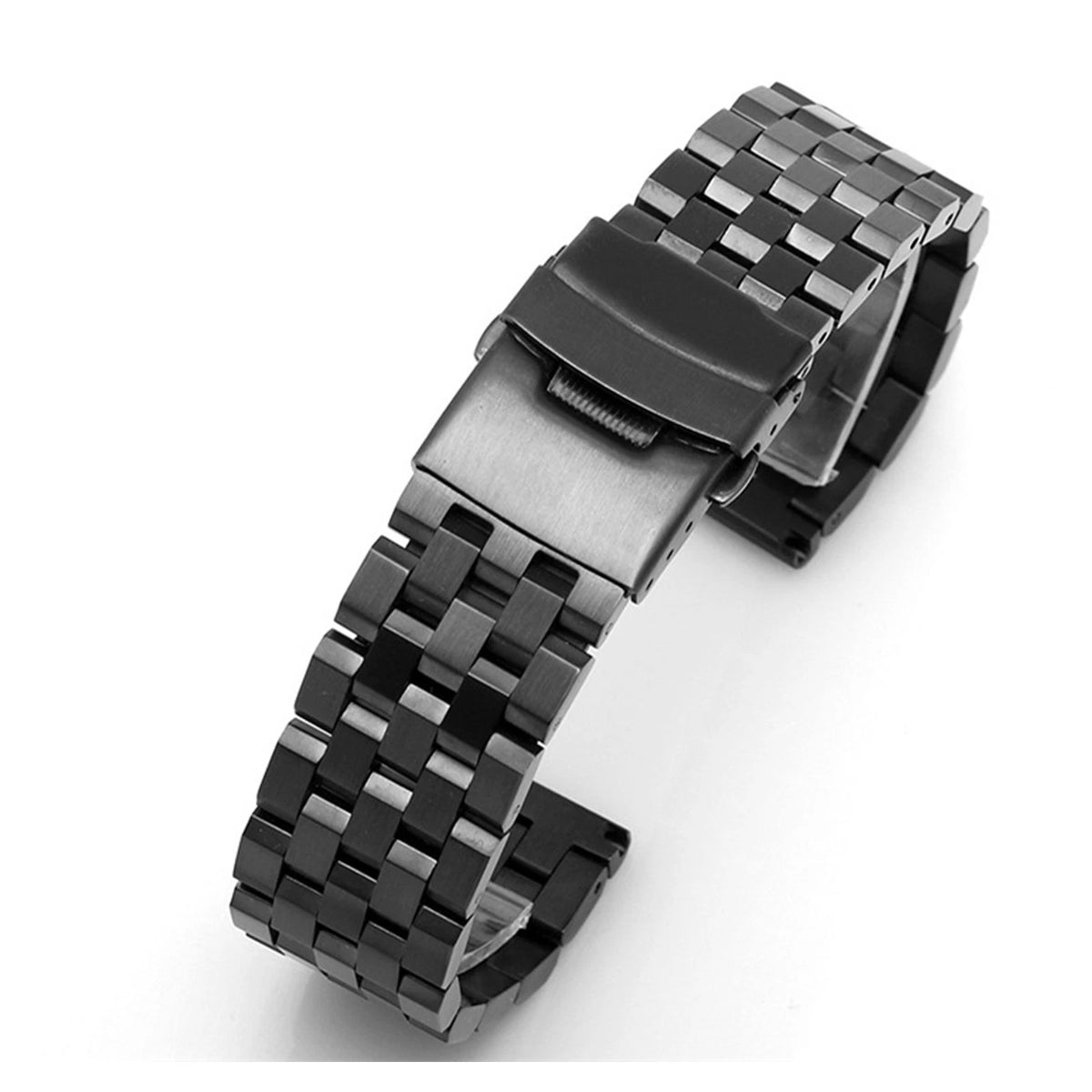 Black 22mm Width Watch Band Strap Bracelet Link Solid Watchband Replacement.