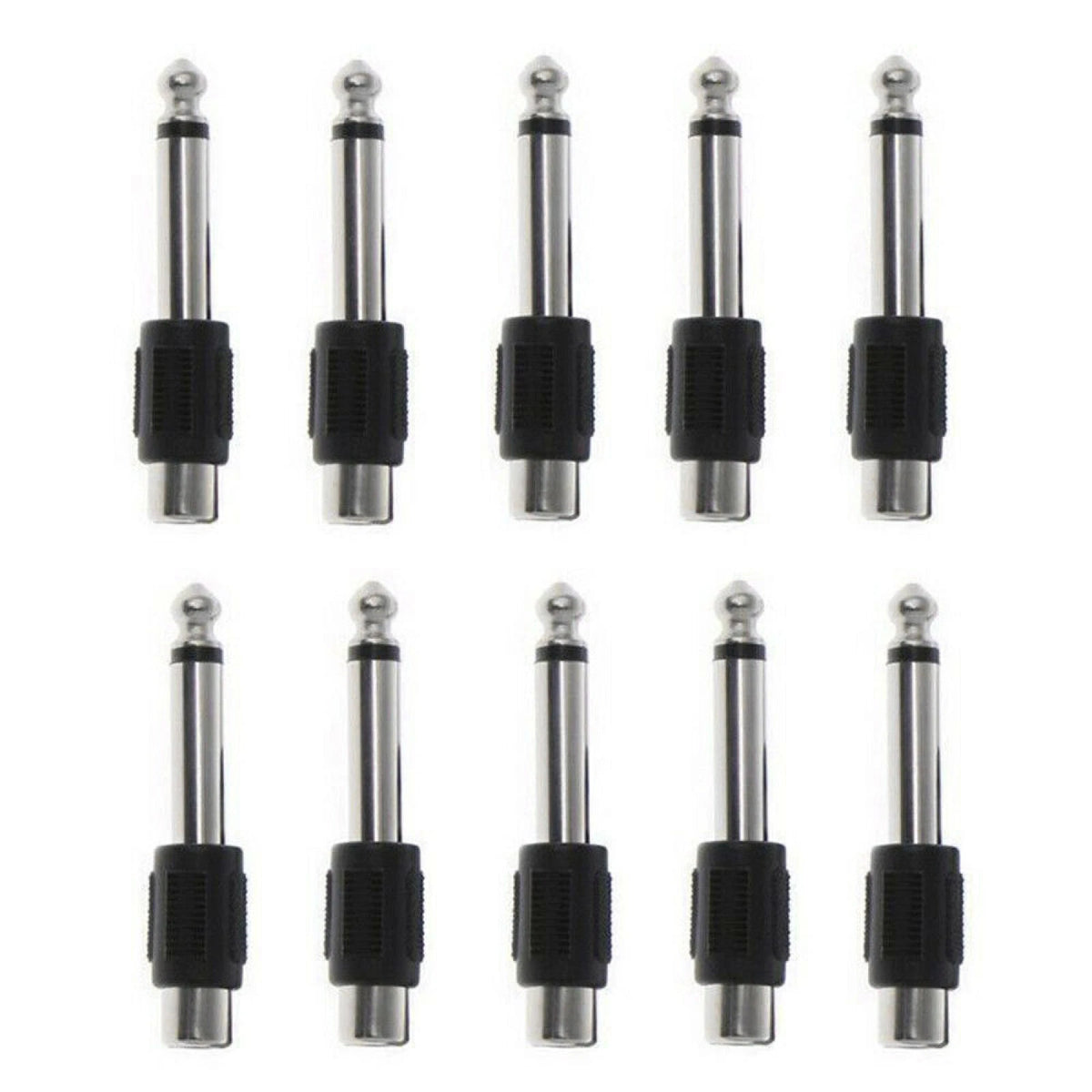 10PCS RCA Female Jack To 6.3mm Male Mono Plug Audio Adapter Connector