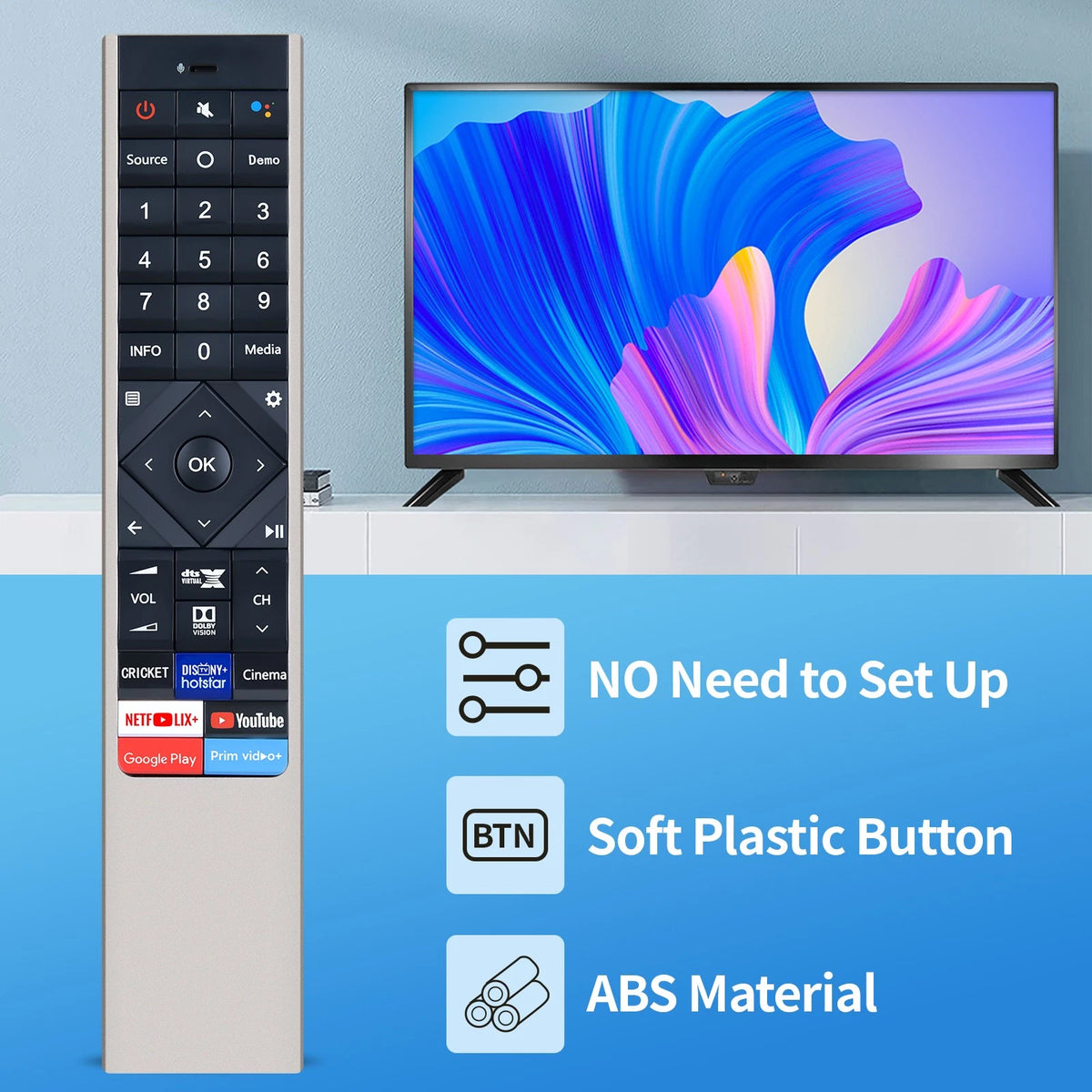 ERF6D62V Replace Remote Control For Hisense Vu 4K Ultra HD Android QLED TV
