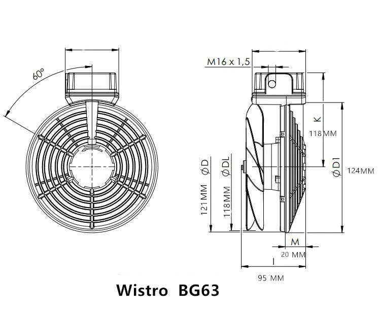 FLAI BG63 P15.51.0429 Wistro Fan IP66 230V Waterproof Motor Cooling Fan