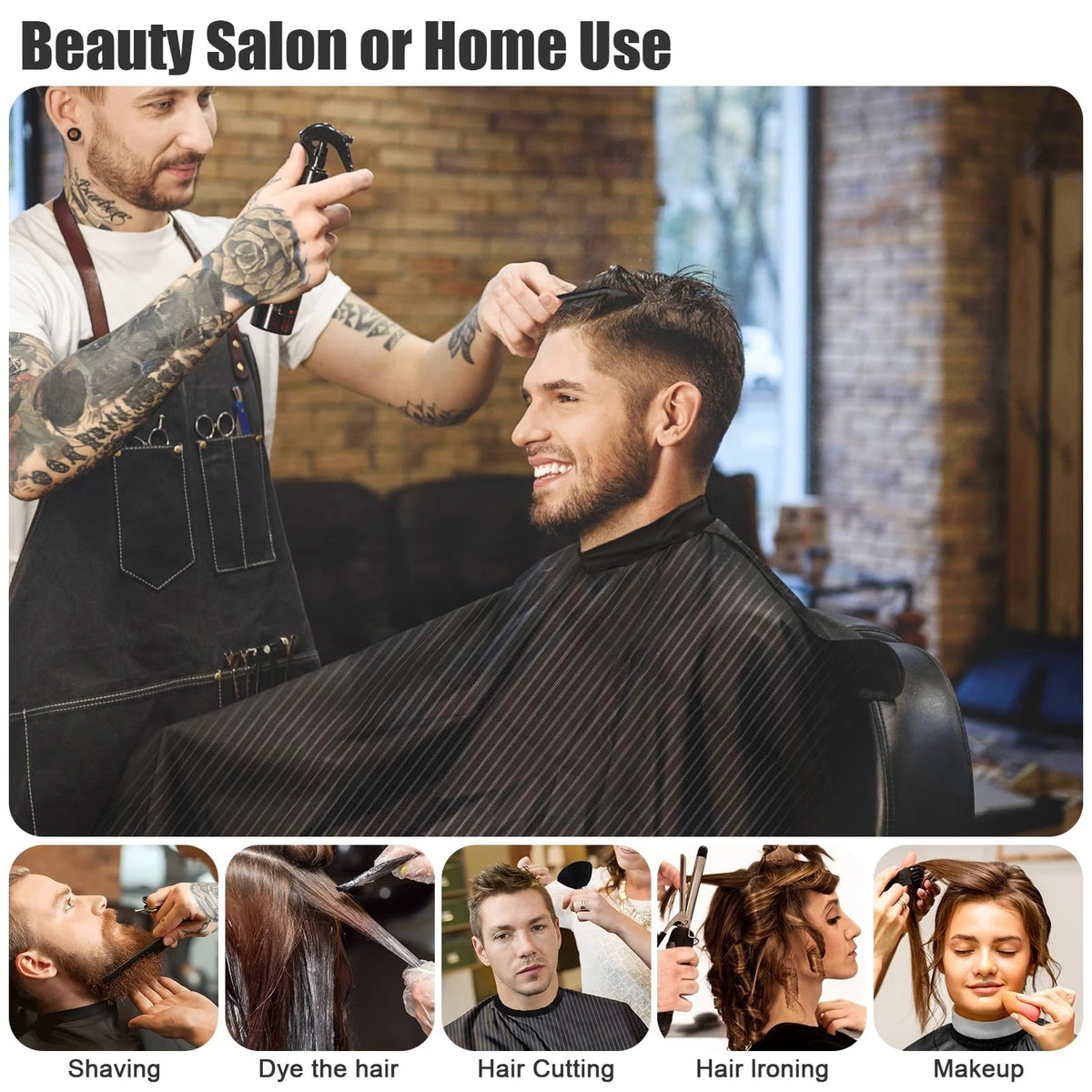 NICEMOVIC 10 in 1 Hair Cutting Barber Cape with Neck Duster Standard, Stripe