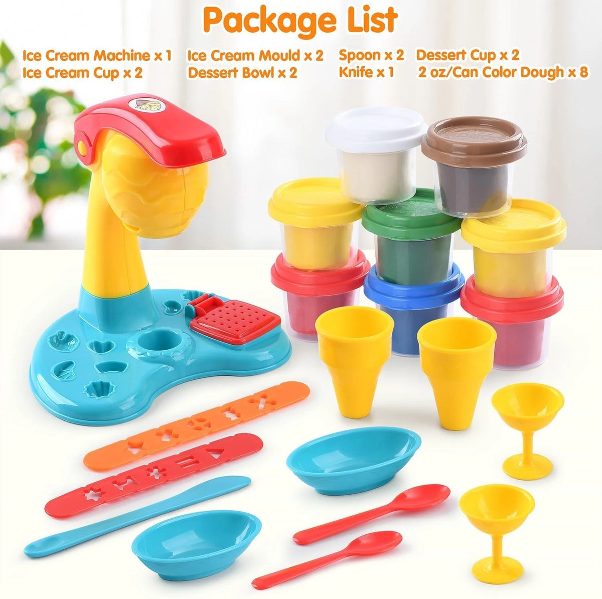 Color Dough Sets for Kids Ages 4-8, Play Kitchen Ice Cream Medium, Yellow Red