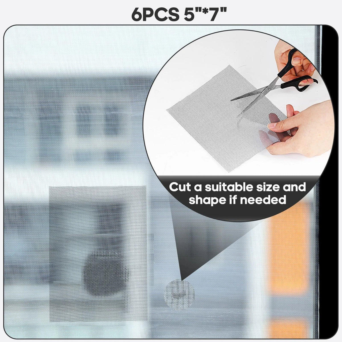 Secopad 5" x 7" Grey/Black Screen Repair Kit, 6 PCS Window 5 IN X 7 IN, Gray