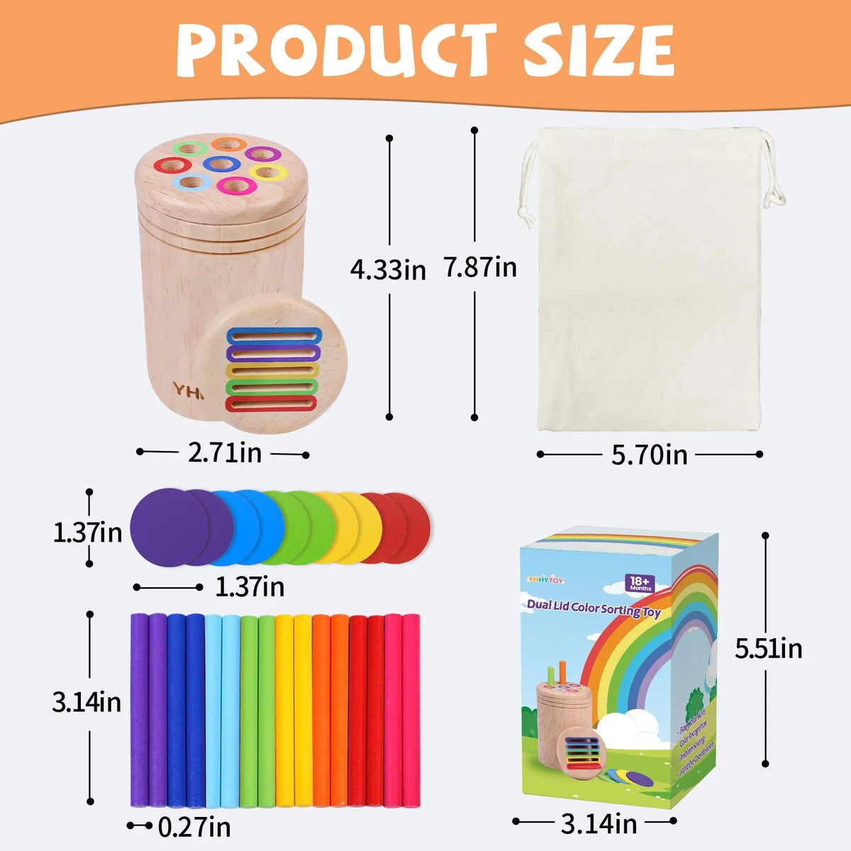YHHYTOY Montessori Toys for 3 Year Old, Dual Play Wooden Medium, Multicolor