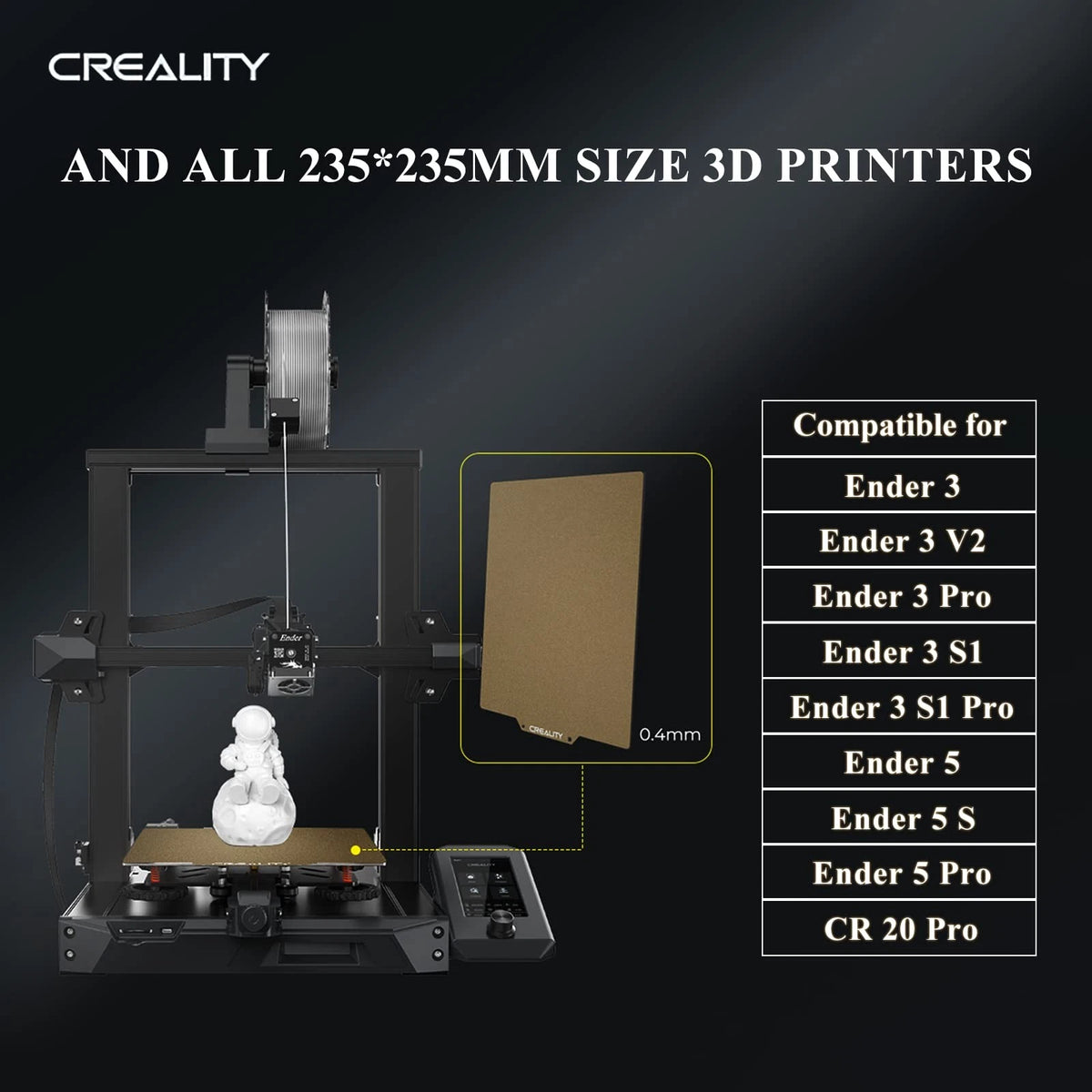 Creality Official PEI Plate with Adhesive for Ender 3/Ender 3 Golden