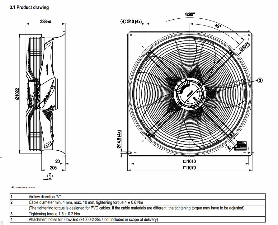 Ebmpapst W3G910-KU25-03/F01 Axial Fan 400V 2550W Air Conditioner Cooling Fan