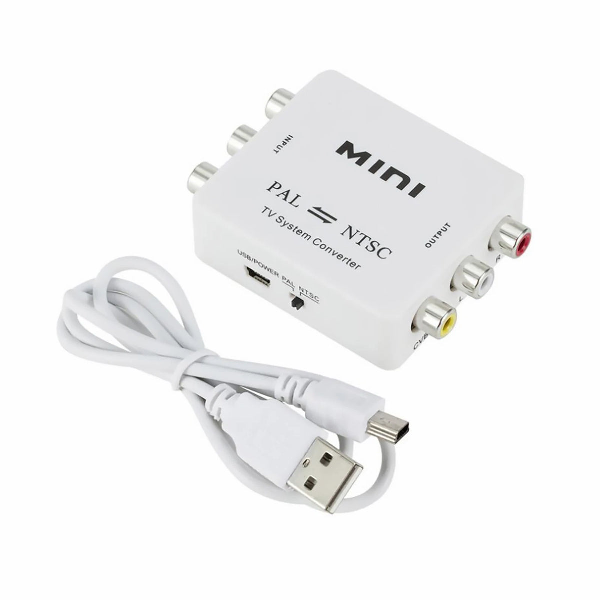 Dual-Way 3 RCA TV System Converter Format Video USB Powered PAL NTSC Converter L