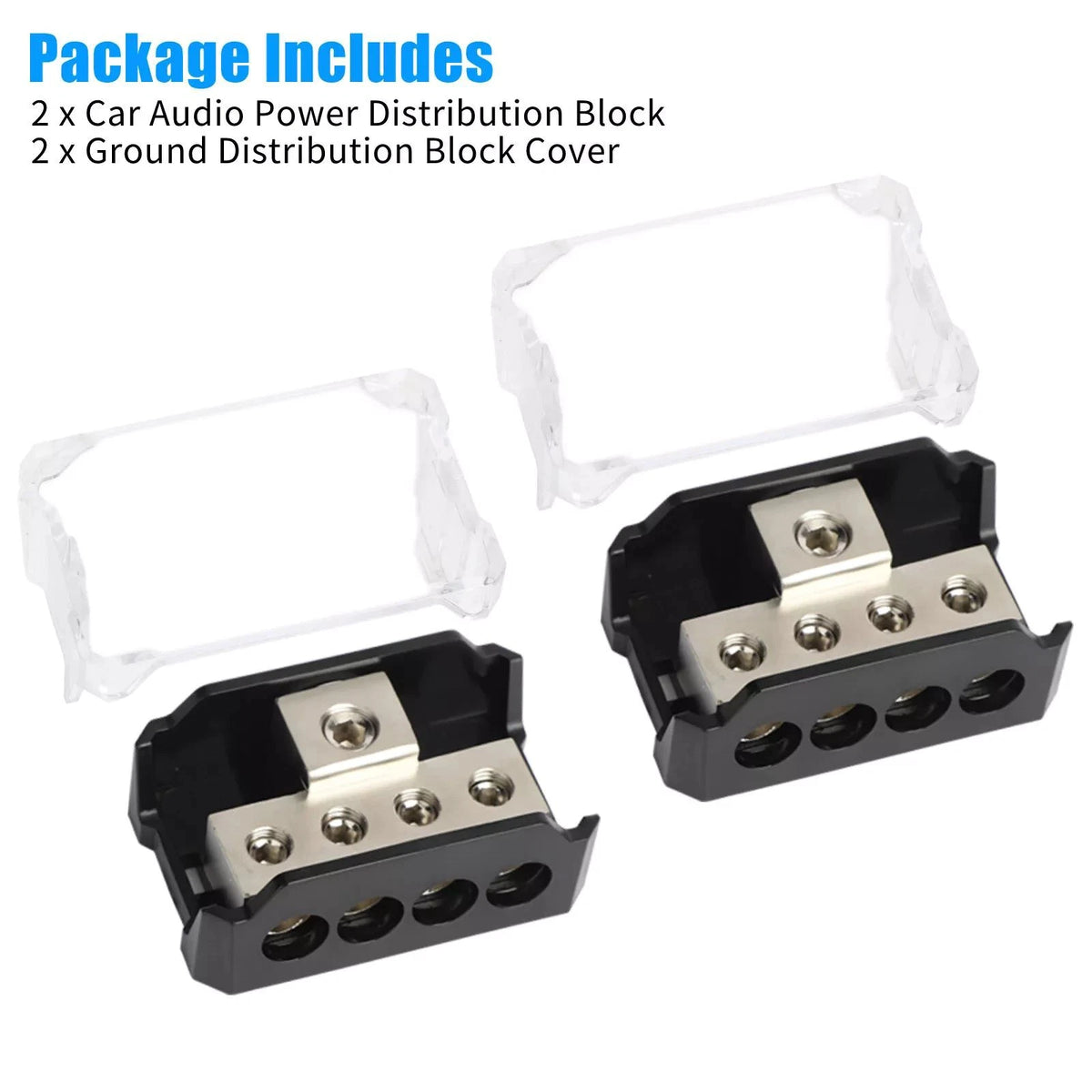 7*4.5*2.9cm 2Pcs Car Audio Power Distribution Block 0/2/4 AWG Input