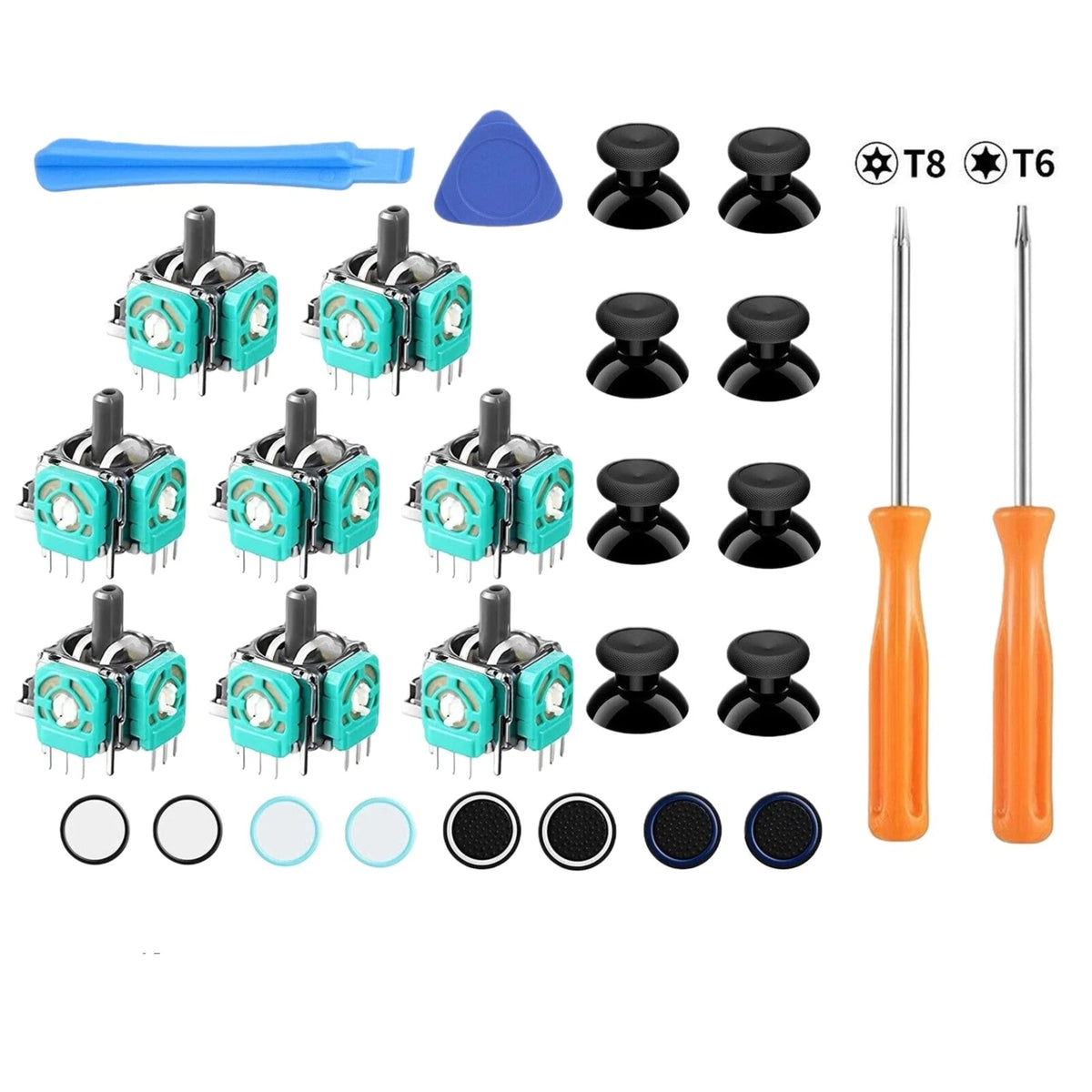 8x Analog Stick Set for Xbox One Controller Repair with Thumbstick Caps & Tools