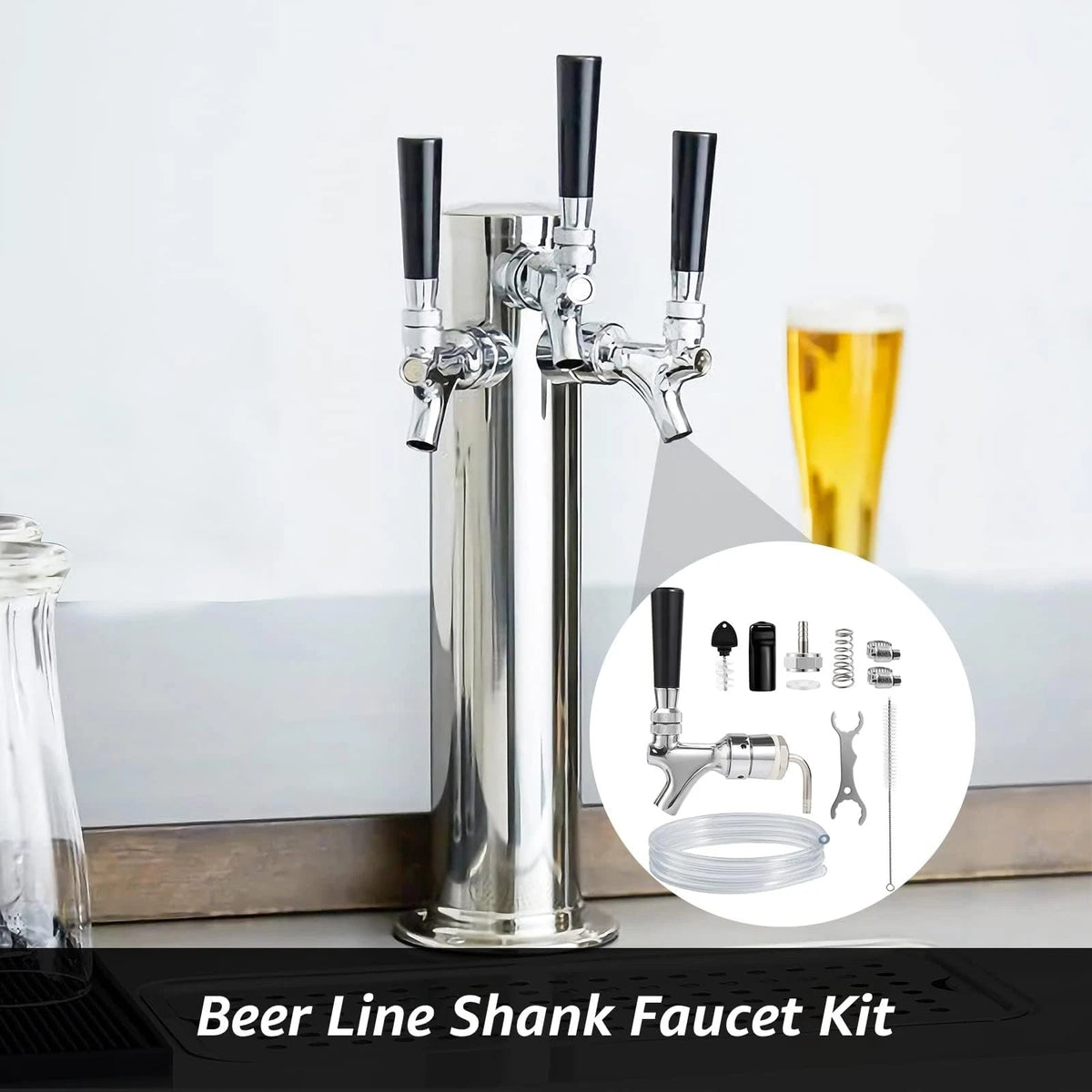 Hilangsan Draft Beer Faucet Line 5ft beer line kit, Silver Hose Clamps
