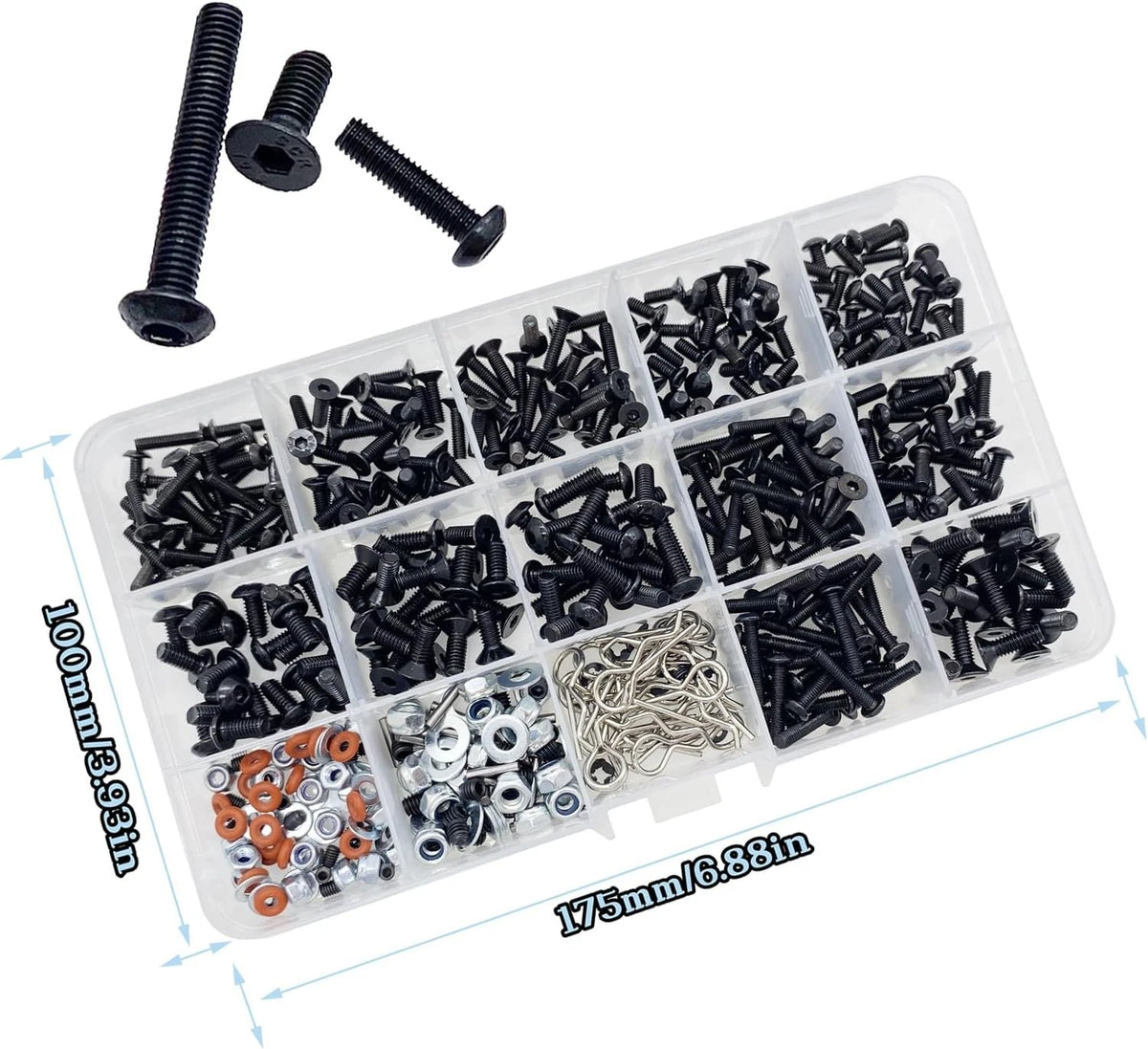 500pcs RC Screws Kit,RC for Traxxas Arrma Axial Redcat One Size, Black