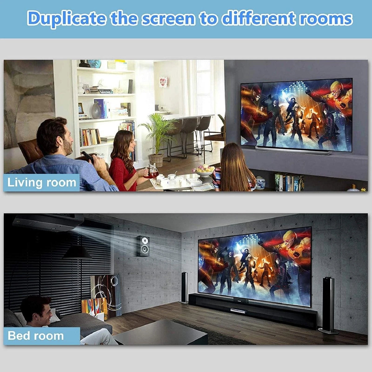 1 in 2 Out HDMI Splitter Mirror Distributor Amplifier Adapter Dual Display