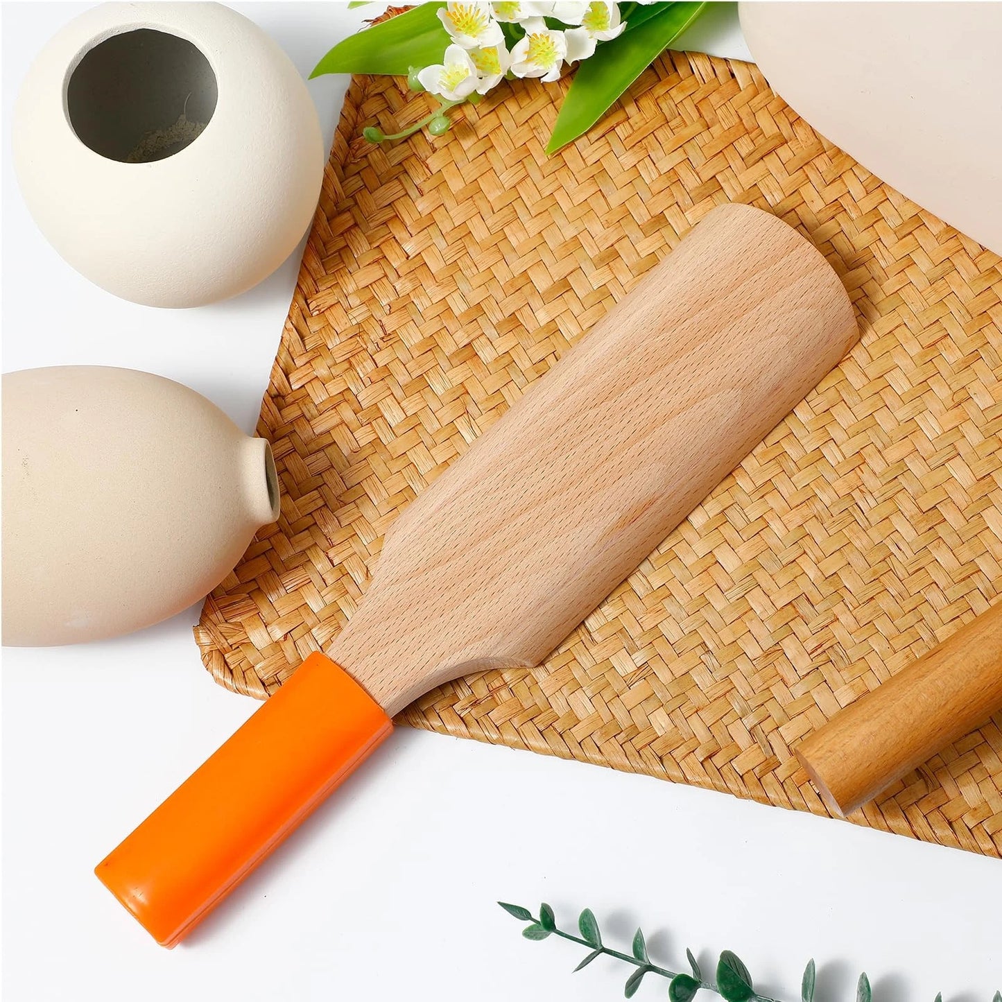 Reallnaive Wooden Clay Paddle for Pottery and Ceramics 11.18 Inch wood color