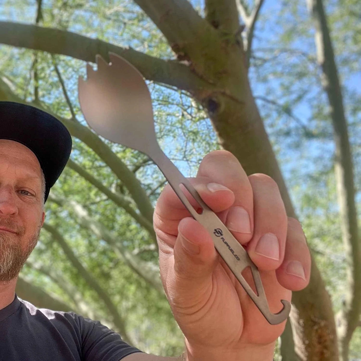 Ultra-Light Titanium Spork for Backpacking & Camping Gray/Silver