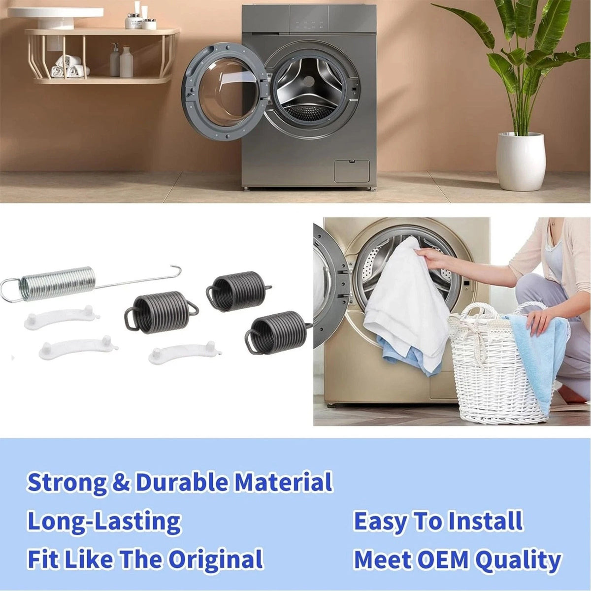 Replacement Part Kit for Washer: Suspension Spring, Counter Balance, Wear Pad
