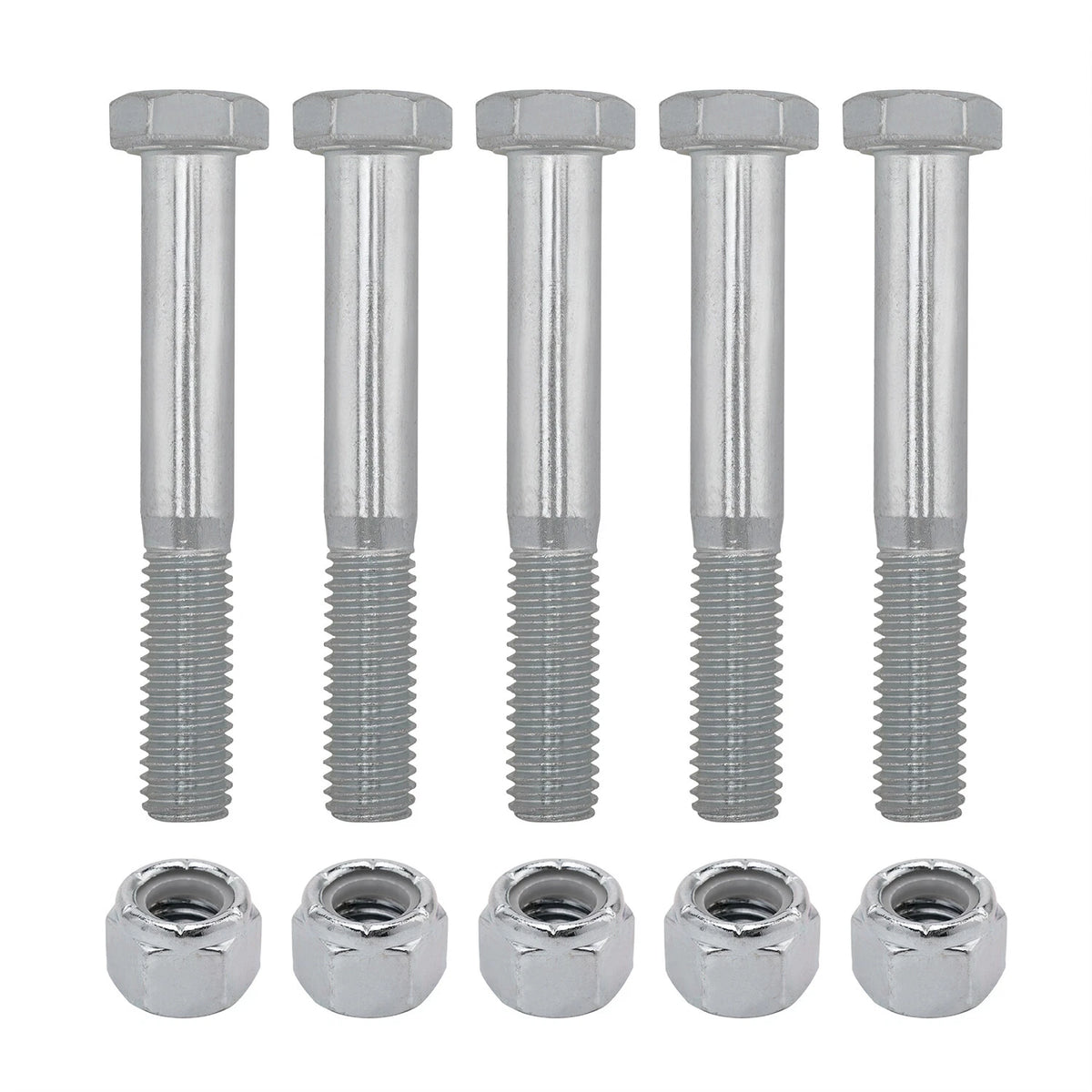 5 Pack Grade 2 Shear Bolts for Rotary Cutters 1/2" X 3-1/2" with Nylock Nuts