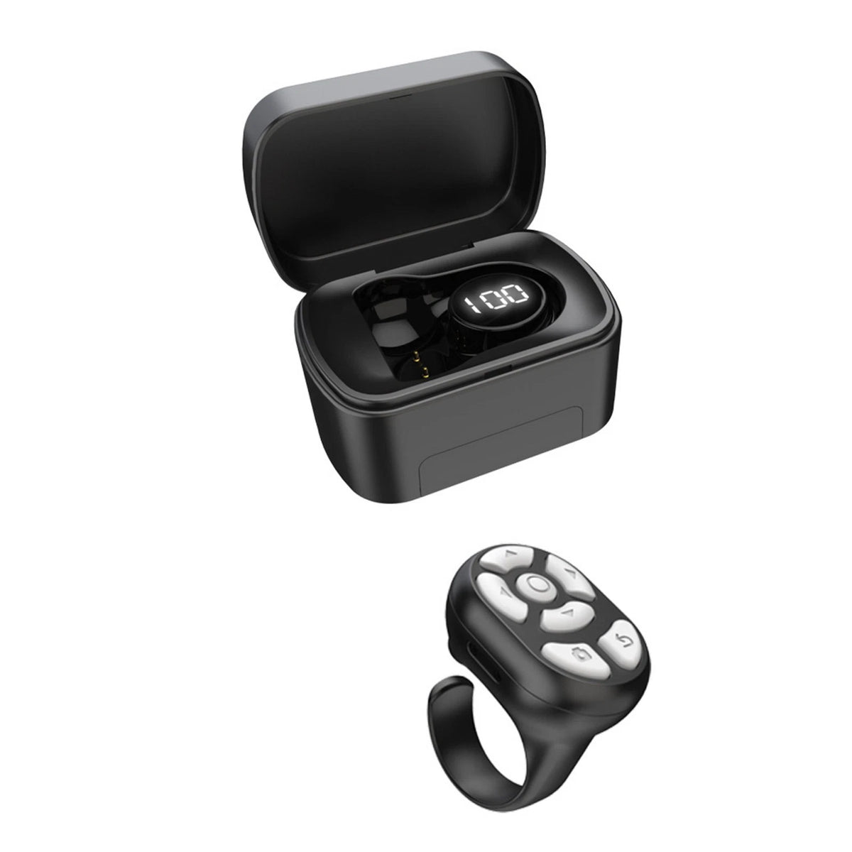 Mobile Phone Bluetooth Remoter Ring W/Charging Bin Efficient E-book Page Turner