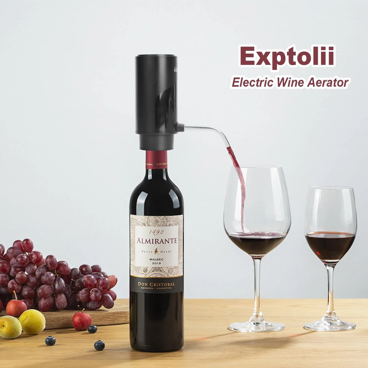 Electric Wine Aerator, Decanter, Dispenser, 7 Ounces, Black