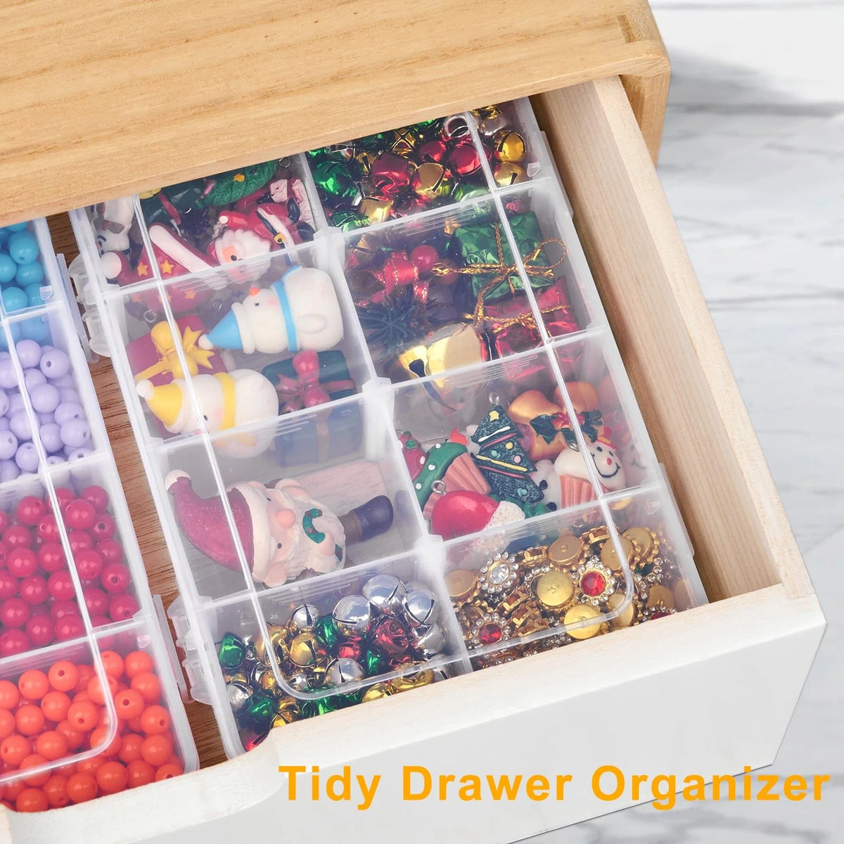 Jutieuo 2 Pack 8 Grids Bead Organizer and Storage, Plastic Small, Clear