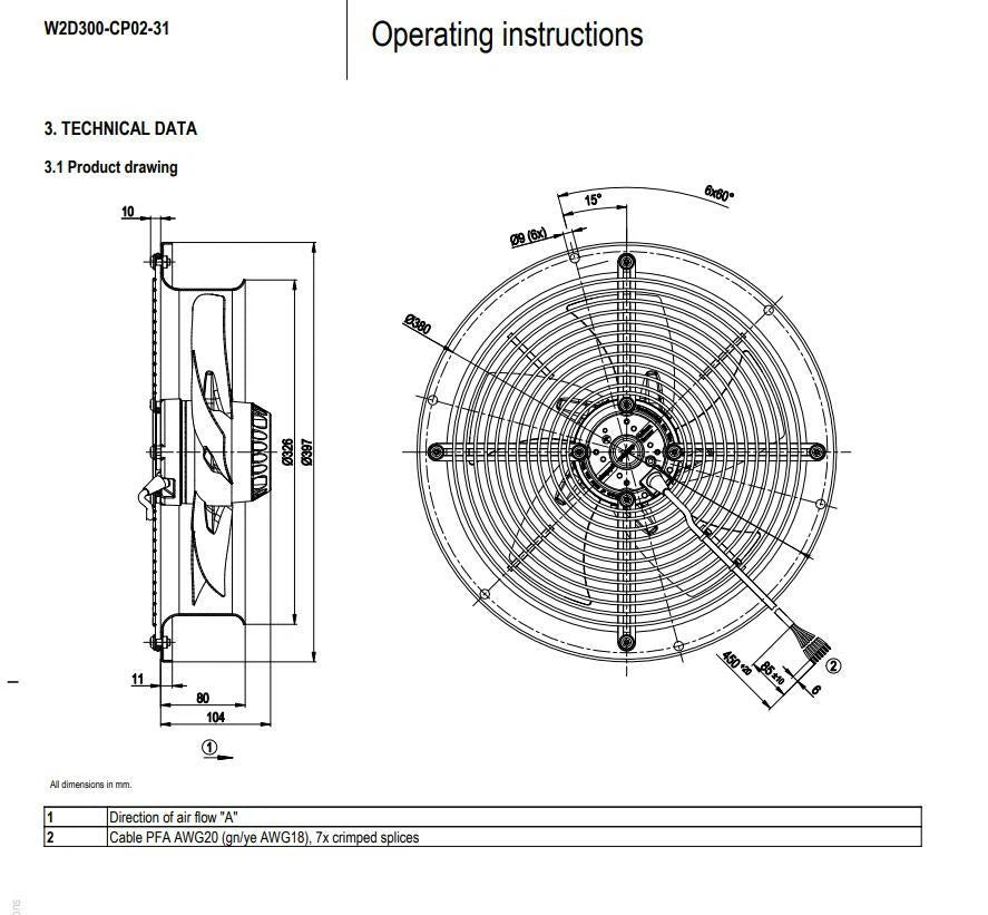 Ebmpapst W2D300-CP02-31 Axial Fan 230/400V 2580RPM 210W ??300mm Cooling Fan