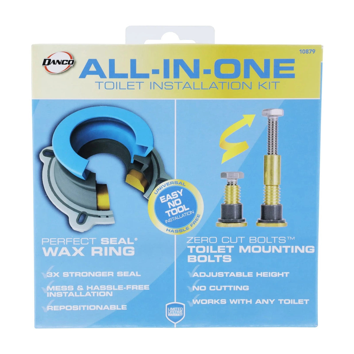 DANCO All-in-One Toilet Installation Kit, Perfect Seal Wax Ring 1 Pack, Blue
