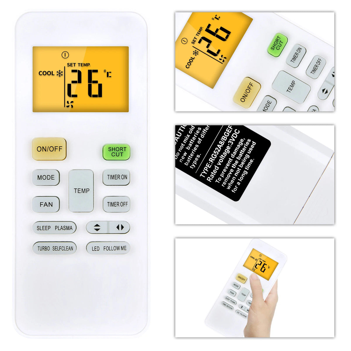 Replacement Remote Control For Midea Air Conditioner RG52A8/BGEF RG52B/BGE