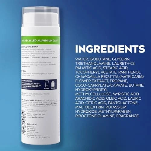 NIVEA MEN Sensitive Shave Foam with Vitamin E, 1.17 Ounce (Pack of 6), White