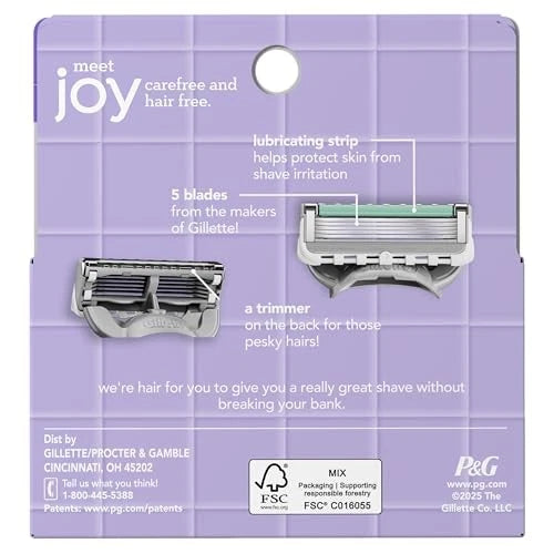joy razor blade cartridge refill for women, 4 4 Count (Pack of 1), Purple