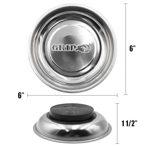 GRIP 6" Stainless Steel Magnetic Parts Tray - Secure x x 1.5", Silver