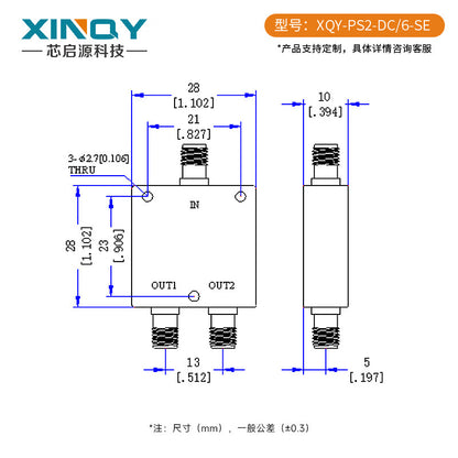 XINQY SMA Resistor Power Divider (0-6GHz Clock Line, Power Sharer, Combiner) - Low Frequency Shortwave 0-6GHz, SMA Female Connector
