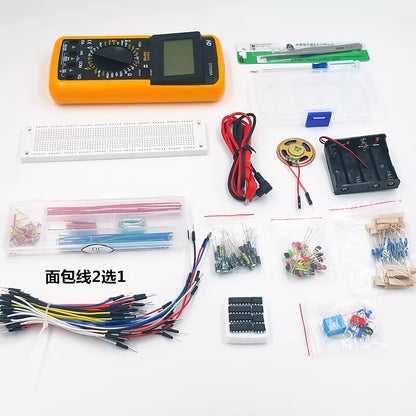 Womu 面包板散件 Beginner Breadboard Electronics Project Kit, 555 Integrated Circuit, 130 Examples, 140 Boxed Wires