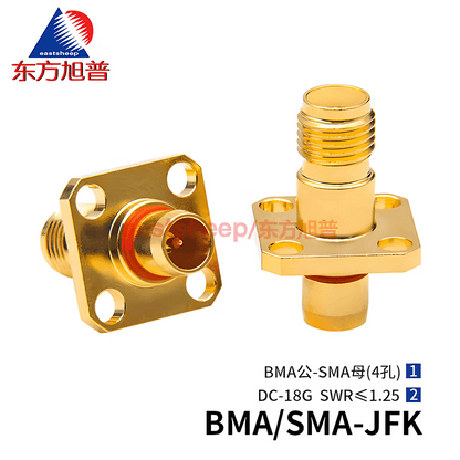 Eastsheep RF Adapter BMA/SMA-JFK (BMA male to SMA female, 4-hole flange, through-wall, 18G, 1 unit)