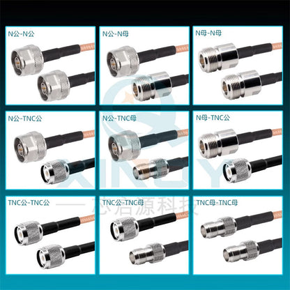 XINQY 6G RF cable, N to TNC connector extension cable RG58/RG142, double shielded, silver-plated TNC female connector, 0.2m length.