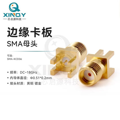 XINQY Edge Clamp Soldering RF Connector 18GHz PCB/Printed Circuit Board Socket SMA-KCD36 Special Model (5 Pieces)