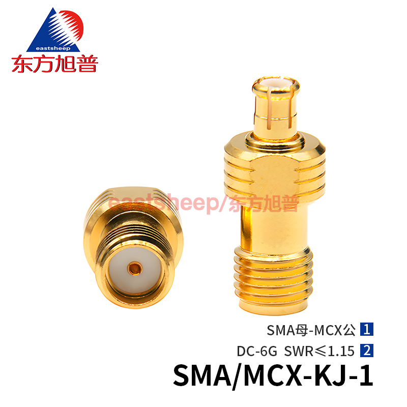 Eastsheep RF Test Connector SMA/MCX-KJ-1, SMA Female to MCX Male, Low VSWR, 6G, 1 piece per pack
