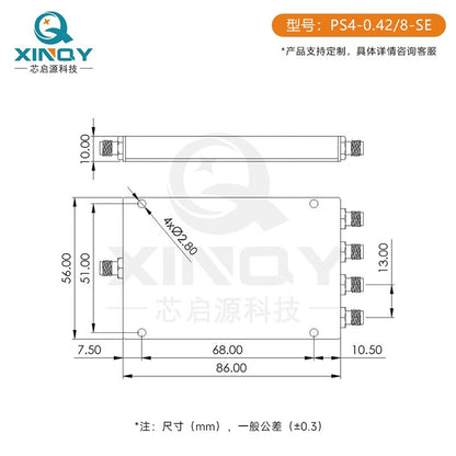 XINQY 1-to-4 Microstrip Power Divider 420-8000MHz SMA RF Splitter 2.4G 5.8G/8G 0.5-8GHz