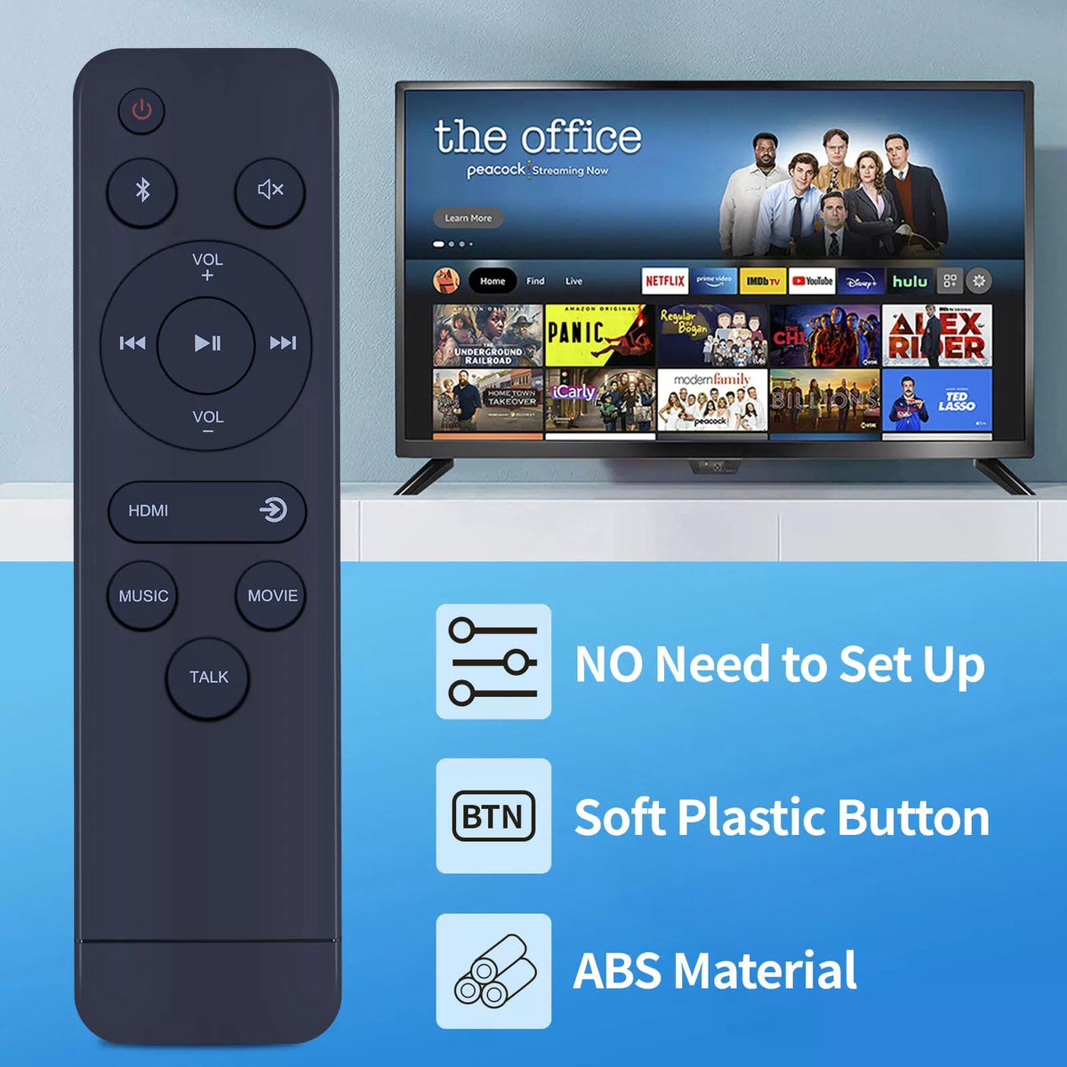100056522 Remote Control For ONN Bluetooth TV Soundbar Audio System Speaker [3]