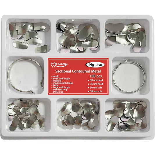 100 Pieces Stainless Steel Sectional Contoured Metal Dental Matrices Kit... [1]