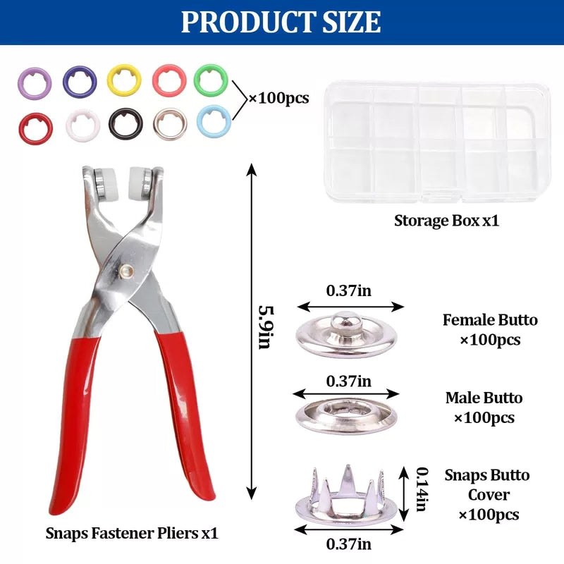 100 Sets Snap Button Kit with 10 Colors,Metal Snaps Buttons Multicolor [2]