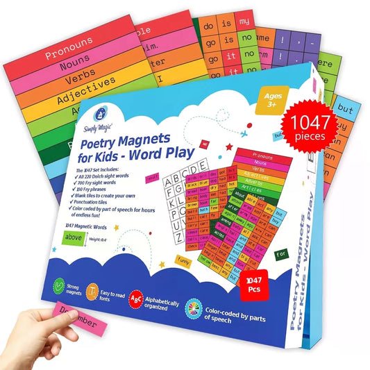 1047 PCS Poetry Magnets for Kids - Magnetic Sight Words, Regular, Multi Color [1]