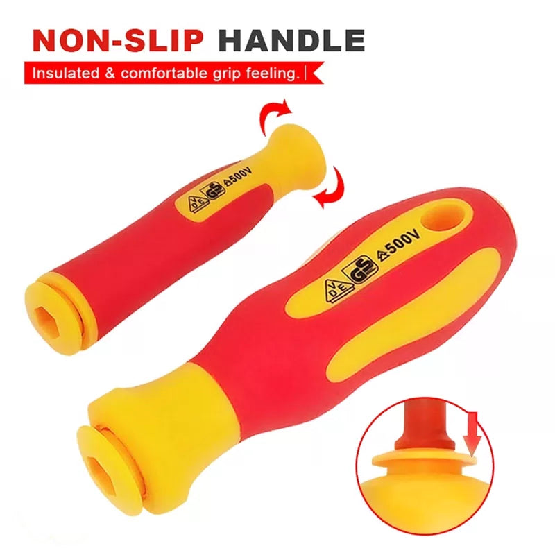 10Pcs Interchangeable Blade VDE Insulated Screwdriver Set with Case Magnetic 500V Home and Professional Use Electricians Tools [4]