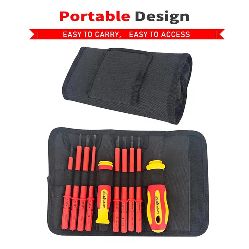 10Pcs Interchangeable Blade VDE Insulated Screwdriver Set with Case Magnetic 500V Home and Professional Use Electricians Tools [6]