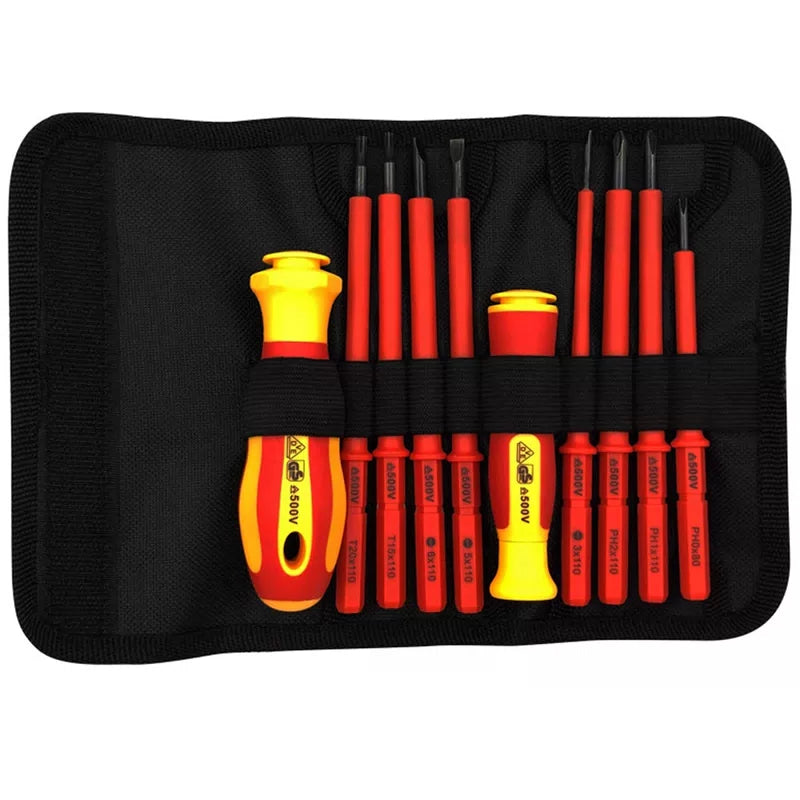 10Pcs Interchangeable Blade VDE Insulated Screwdriver Set with Case Magnetic 500V Home and Professional Use Electricians Tools [7]